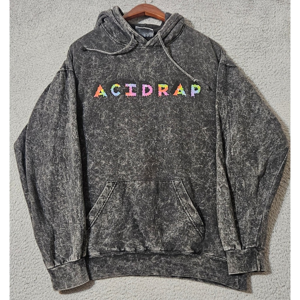 Chance The Rapper Acid Rap Hoodie Mens Size Medium Black Gray Acid Wash Smokey - Picture 2 of 9